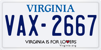 VA license plate VAX2667