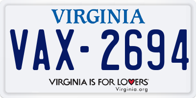 VA license plate VAX2694