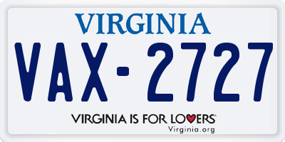 VA license plate VAX2727