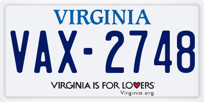 VA license plate VAX2748