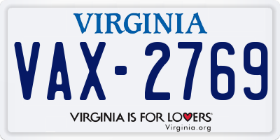 VA license plate VAX2769