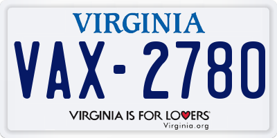 VA license plate VAX2780