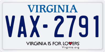 VA license plate VAX2791