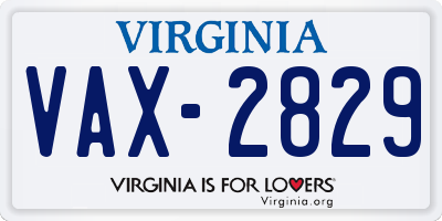 VA license plate VAX2829