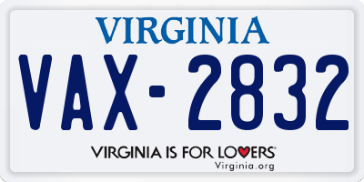 VA license plate VAX2832