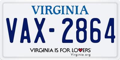 VA license plate VAX2864
