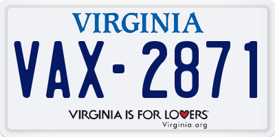 VA license plate VAX2871