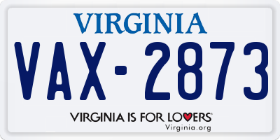 VA license plate VAX2873