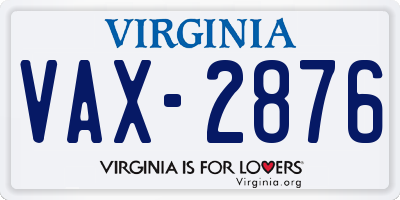 VA license plate VAX2876