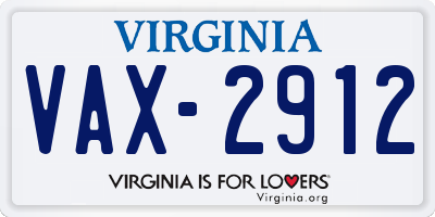 VA license plate VAX2912