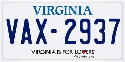 VA license plate VAX2937