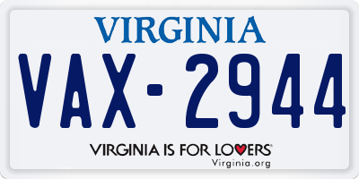 VA license plate VAX2944