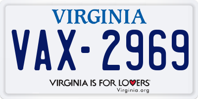 VA license plate VAX2969