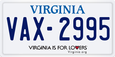 VA license plate VAX2995