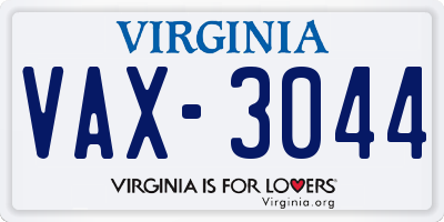 VA license plate VAX3044