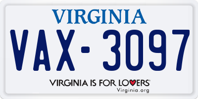 VA license plate VAX3097