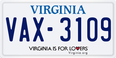 VA license plate VAX3109
