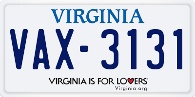VA license plate VAX3131