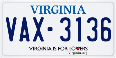 VA license plate VAX3136