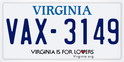 VA license plate VAX3149