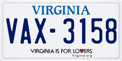 VA license plate VAX3158