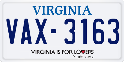 VA license plate VAX3163