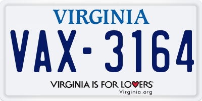 VA license plate VAX3164