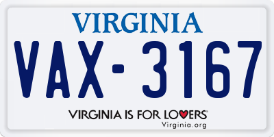 VA license plate VAX3167