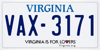 VA license plate VAX3171