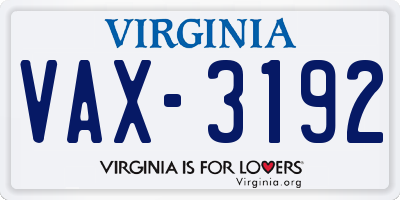 VA license plate VAX3192