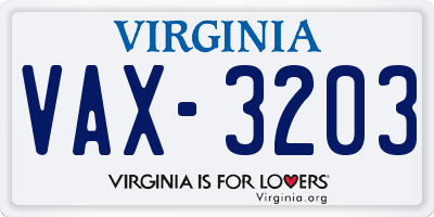 VA license plate VAX3203