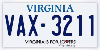 VA license plate VAX3211