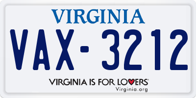 VA license plate VAX3212