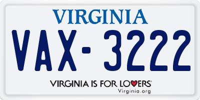 VA license plate VAX3222