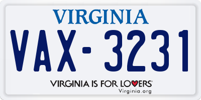 VA license plate VAX3231