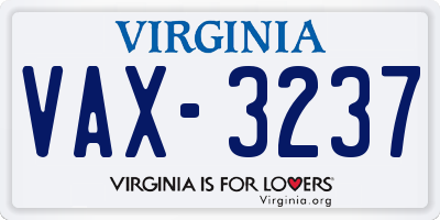 VA license plate VAX3237