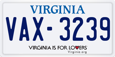 VA license plate VAX3239