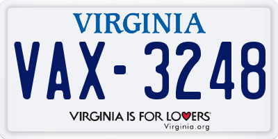 VA license plate VAX3248