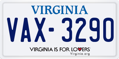 VA license plate VAX3290