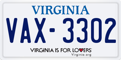 VA license plate VAX3302