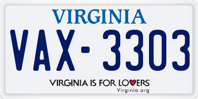 VA license plate VAX3303