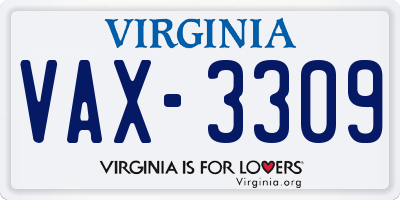 VA license plate VAX3309