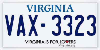 VA license plate VAX3323