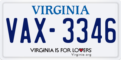 VA license plate VAX3346