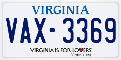 VA license plate VAX3369