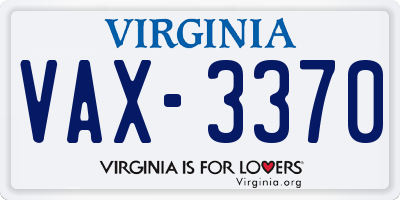 VA license plate VAX3370
