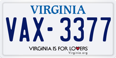 VA license plate VAX3377