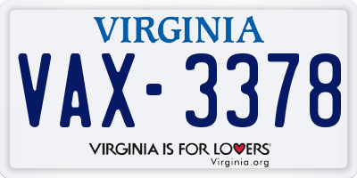 VA license plate VAX3378