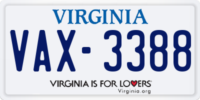 VA license plate VAX3388