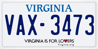 VA license plate VAX3473
